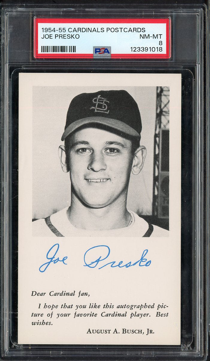 1954-55 Cardinals Postcards Joe Presko PSA 8 NM/MT 567550