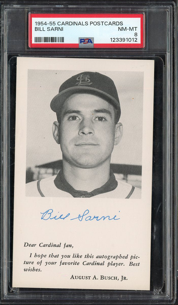 1954-55 Cardinals Postcards Bill Sarni PSA 8 NM/MT 567552