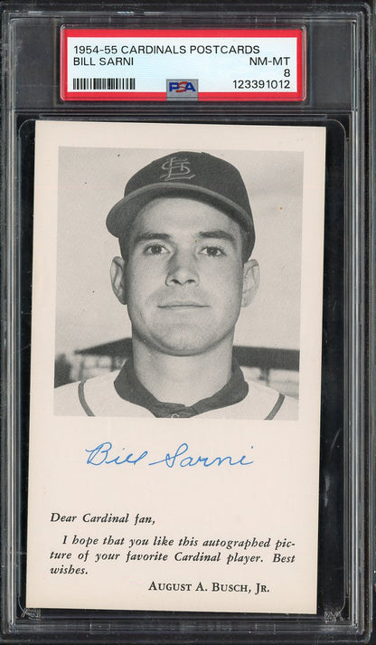 1954-55 Cardinals Postcards Bill Sarni PSA 8 NM/MT 567552