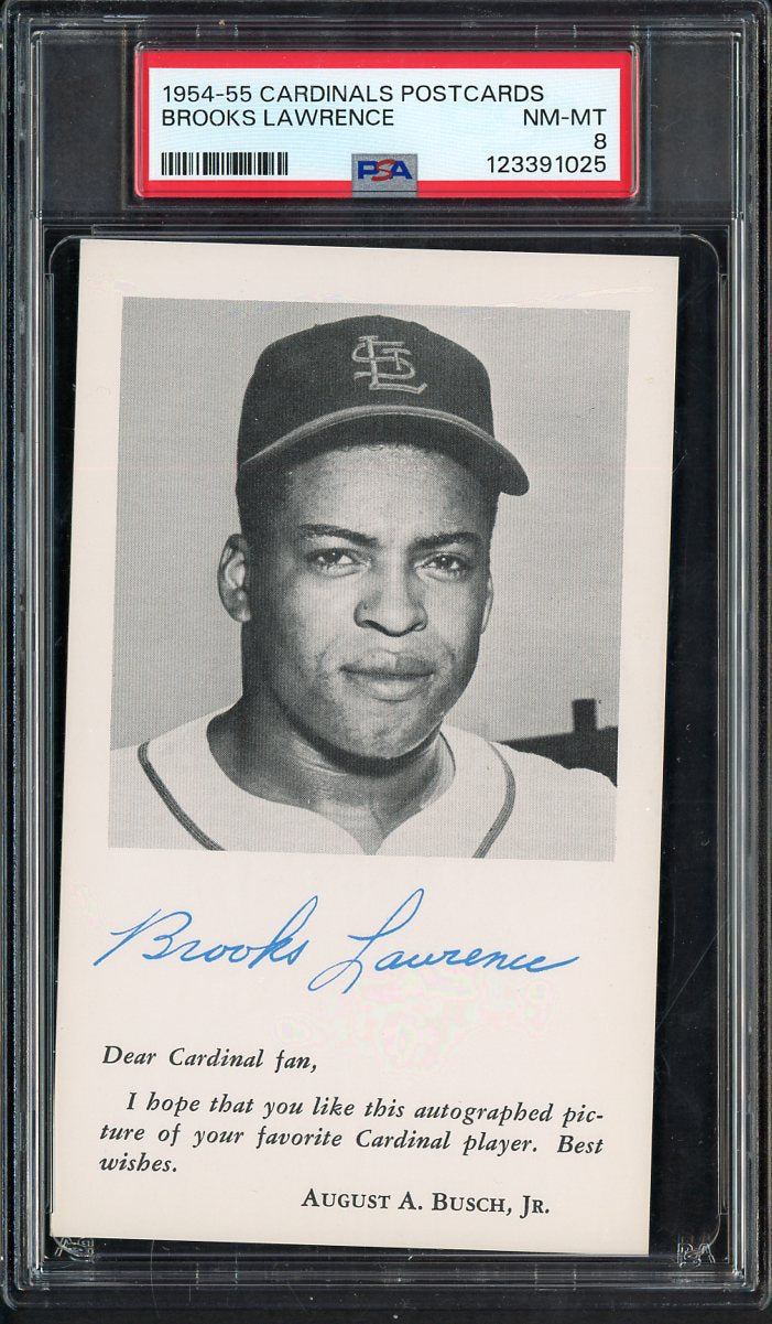 1954-55 Cardinals Postcards Brooks Lawrence PSA 8 NM/MT 567553