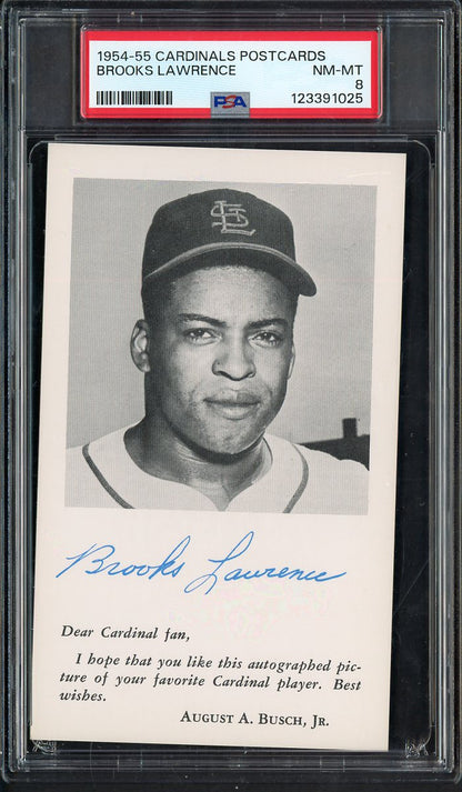 1954-55 Cardinals Postcards Brooks Lawrence PSA 8 NM/MT 567553