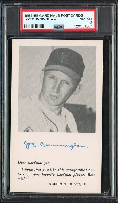 1954-55 Cardinals Postcards Joe Cunningham PSA 8 NM/MT 567555