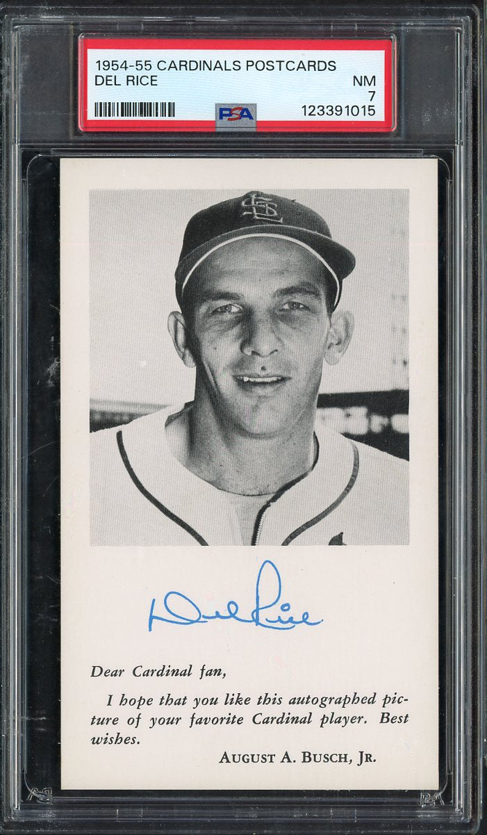 1954-55 Cardinals Postcards Del Rice PSA 7 NM 567558