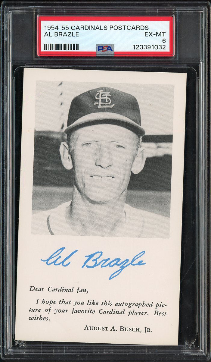 1954-55 Cardinals Postcards Al Brazle PSA 6 EX-MT 567559