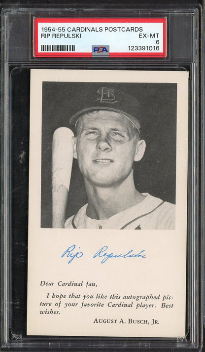 1954-55 Cardinals Postcards Rip Repulski PSA 6 EX-MT 567560