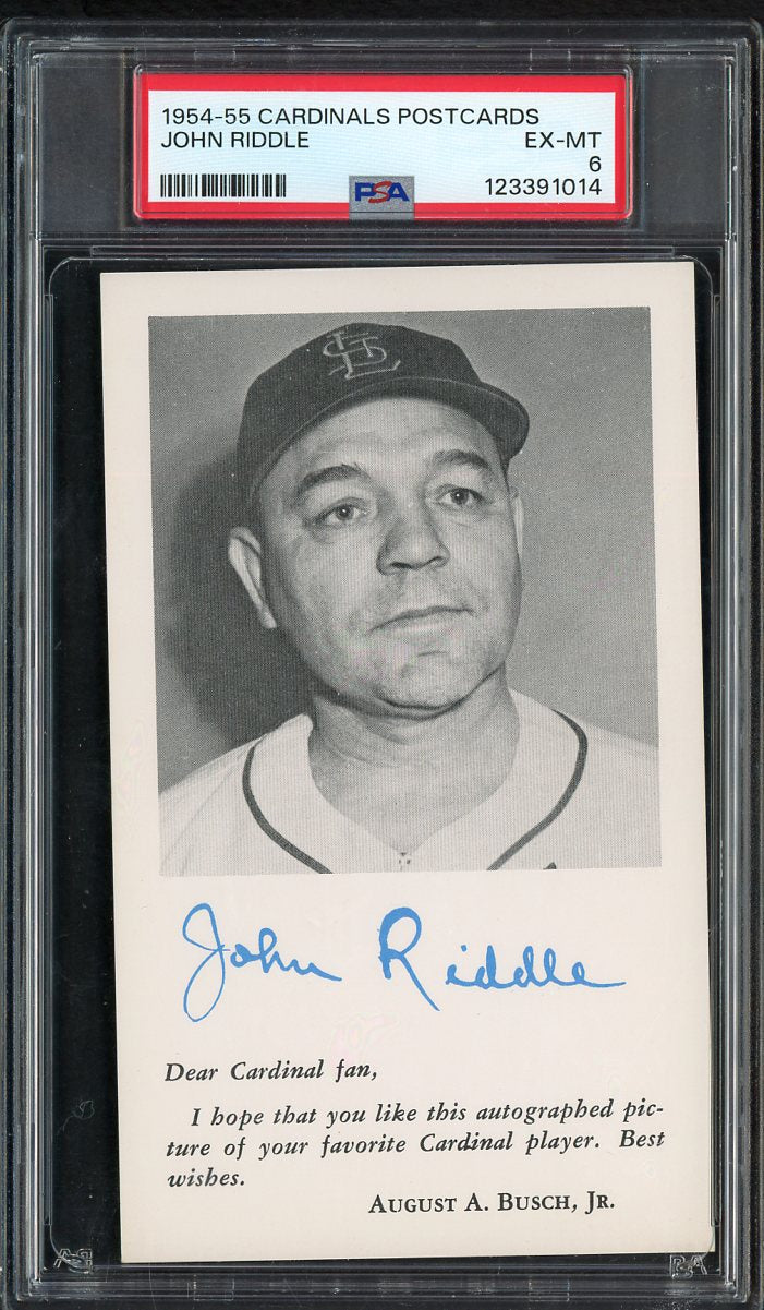 1954-55 Cardinals Postcards John Riddle PSA 6 EX-MT 567561