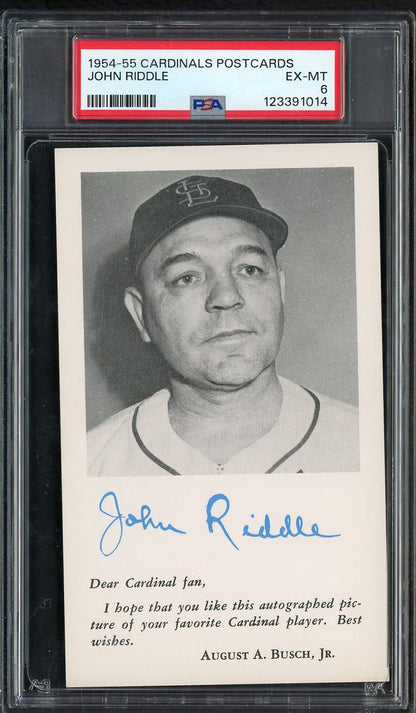 1954-55 Cardinals Postcards John Riddle PSA 6 EX-MT 567561
