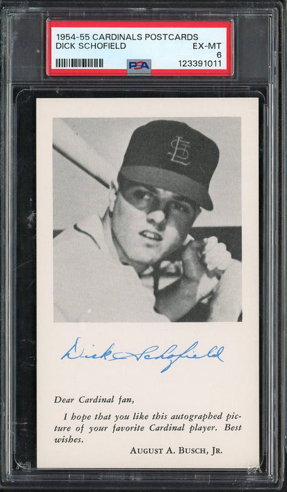1954-55 Cardinals Postcards Dick Schofield PSA 6 EX-MT 567564