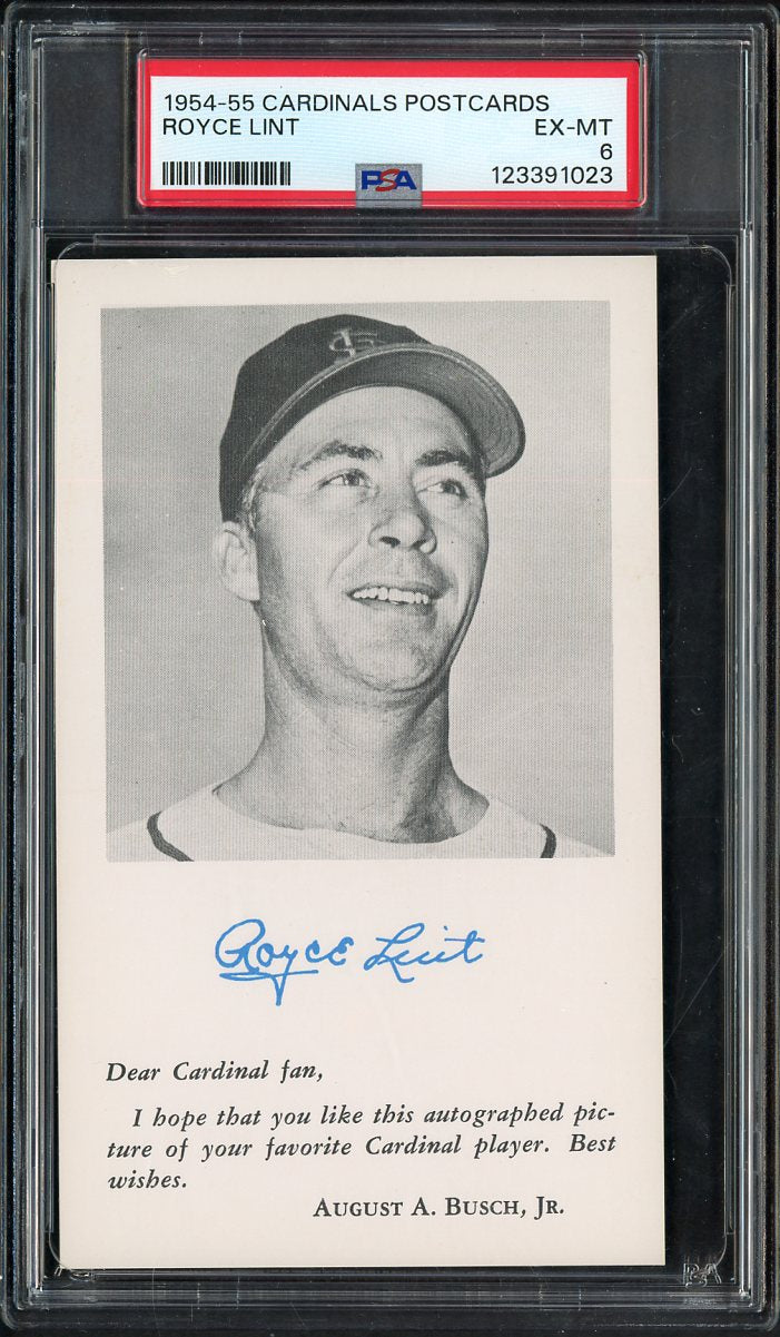 1954-55 Cardinals Postcards Royce Lint PSA 6 EX-MT 567565