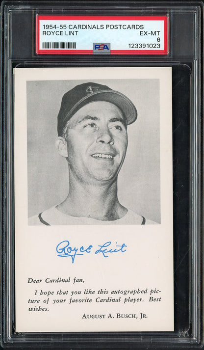 1954-55 Cardinals Postcards Royce Lint PSA 6 EX-MT 567565