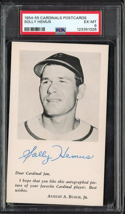 1954-55 Cardinals Postcards Solly Hemus PSA 6 EX-MT 567566
