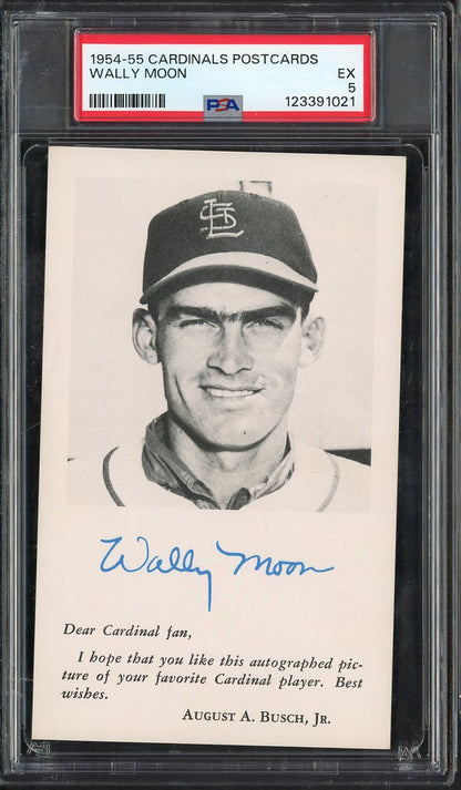 1954-55 Cardinals Postcards Wally Moon PSA 5 EX 567570