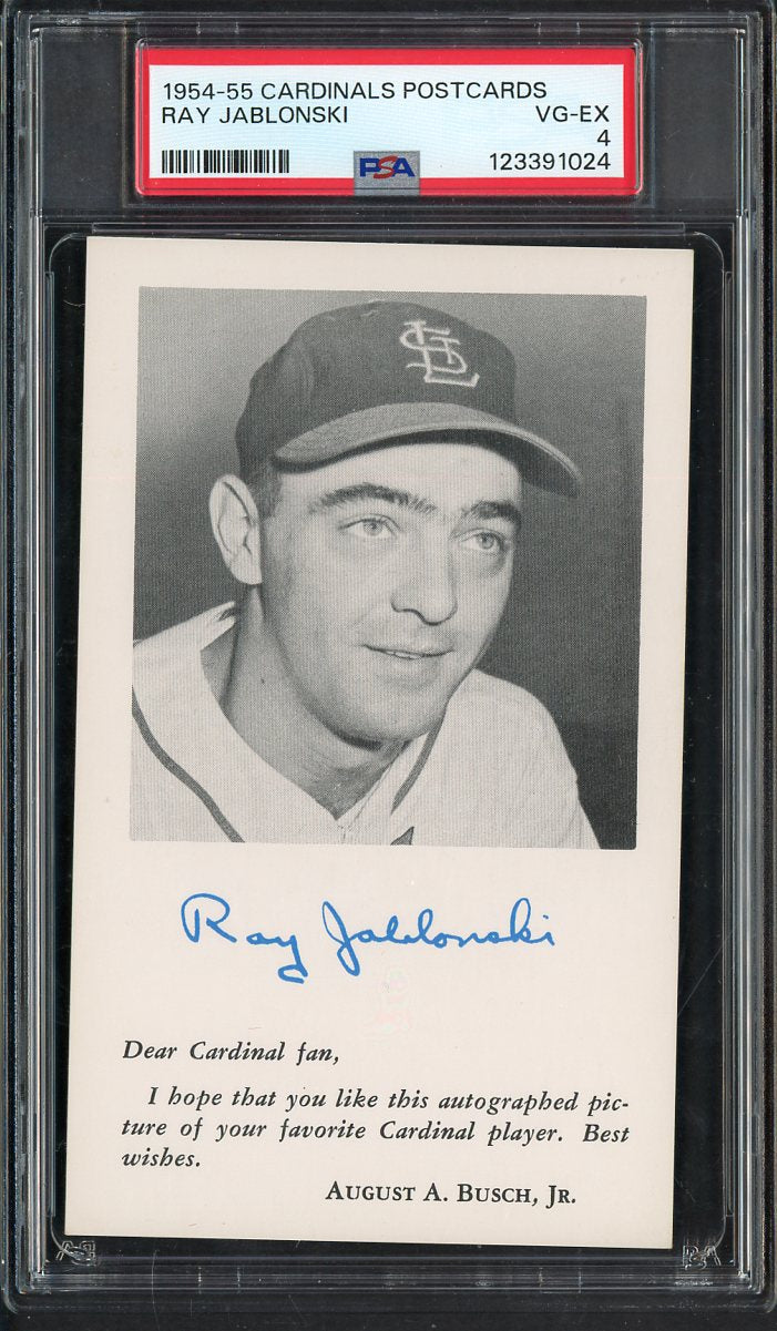 1954-55 Cardinals Postcards Ray Jablonski PSA 4 VG-EX 567571