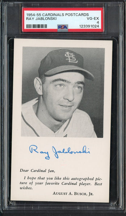 1954-55 Cardinals Postcards Ray Jablonski PSA 4 VG-EX 567571