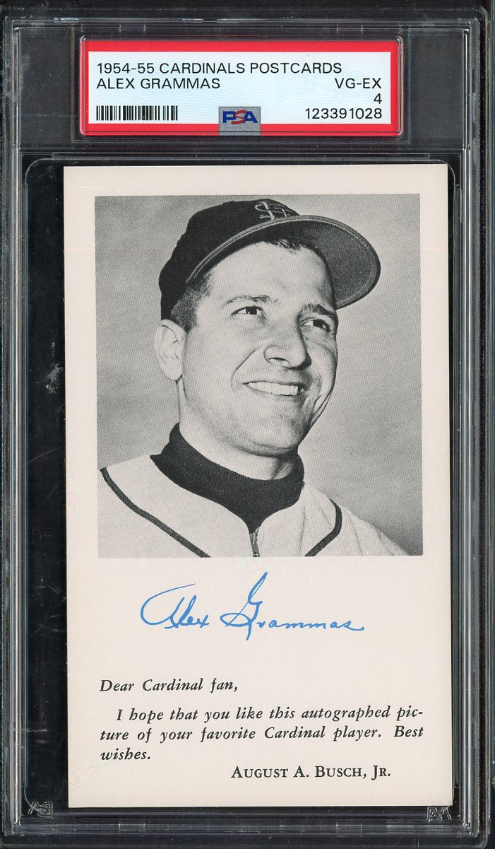 1954-55 Cardinals Postcards Alex Grammas PSA 4 VG-EX 567572