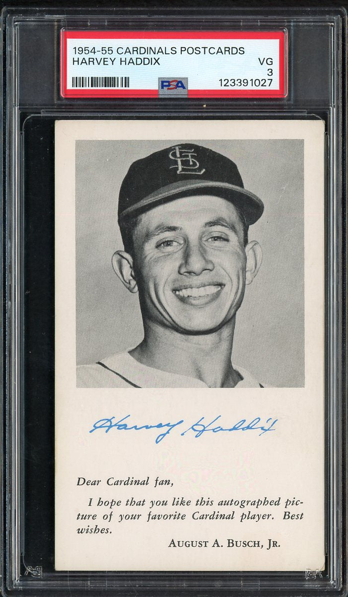 1954-55 Cardinals Postcards Harvey Haddix PSA 3 VG 567573