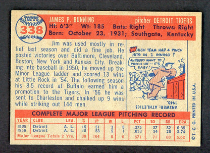 1957 Topps Baseball #338 Jim Bunning Tigers NR-MT 567580