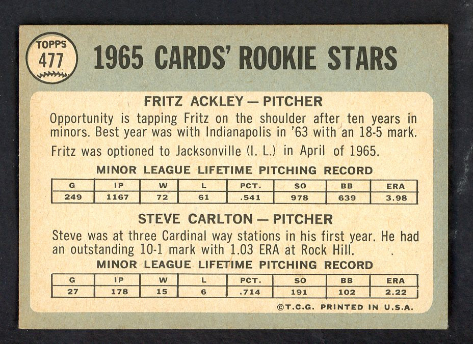 1965 Topps Baseball #477 Steve Carlton Cardinals EX-MT 567586