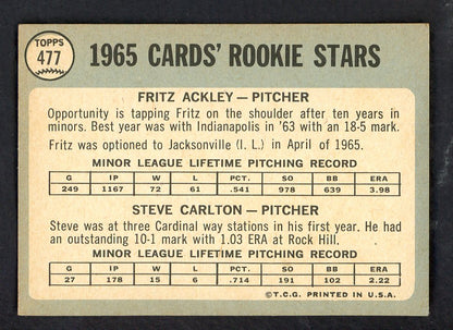 1965 Topps Baseball #477 Steve Carlton Cardinals EX-MT 567586