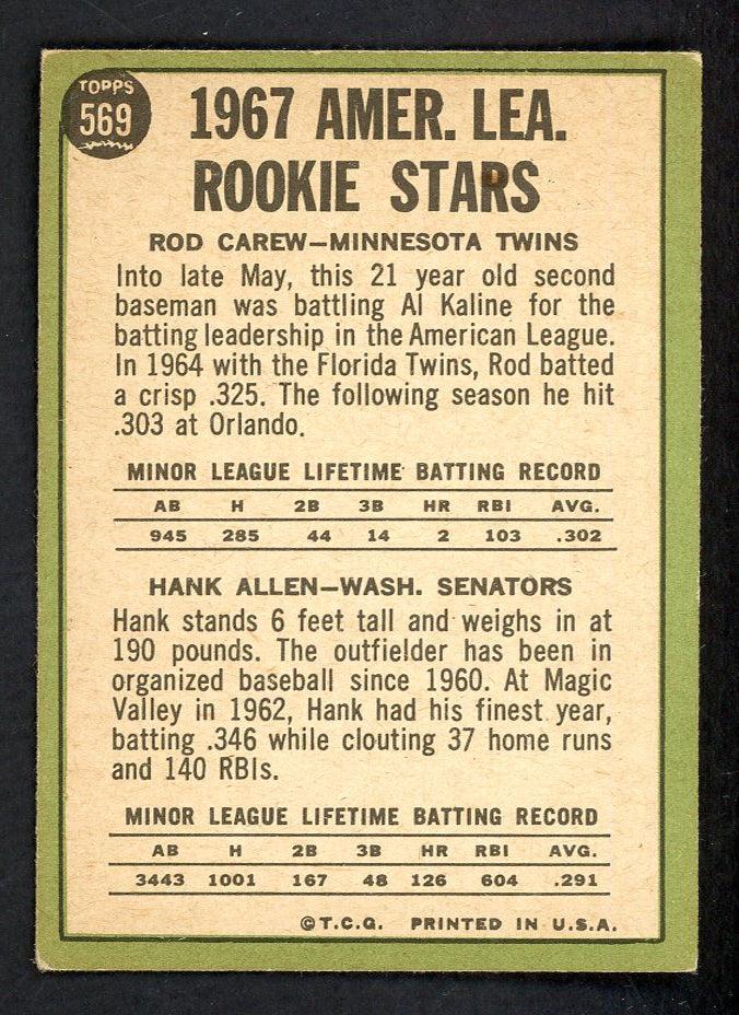 1967 Topps Baseball #569 Rod Carew Twins VG-EX 567587