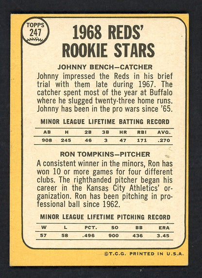 1968 Topps Baseball #247 Johnny Bench Reds NR-MT 567588