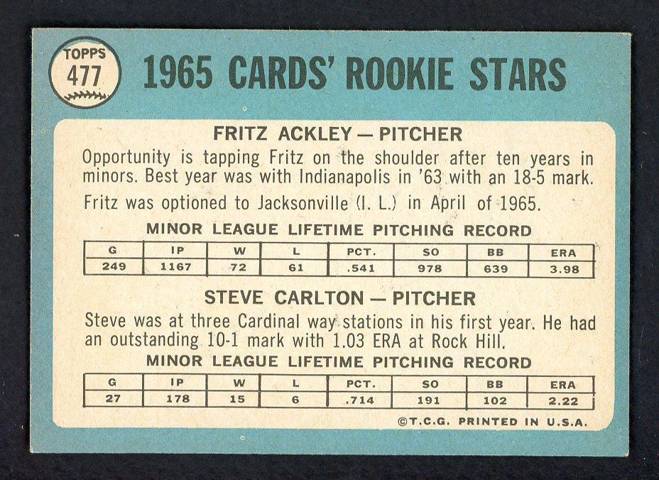 1965 Topps Baseball #477 Steve Carlton Cardinals EX-MT 567589