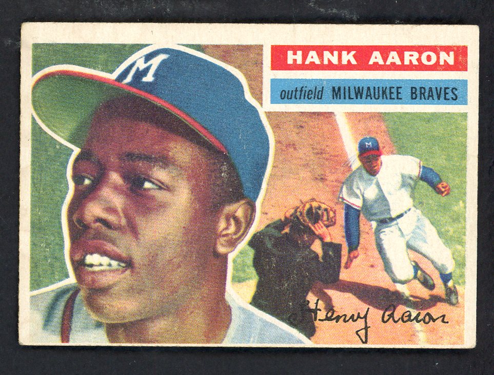 1956 Topps Baseball #031 Hank Aaron Braves EX+/EX-MT White 567596