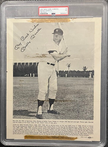 1967 Yankees Tri Fold Mickey Mantle PSA 1 PR 567602