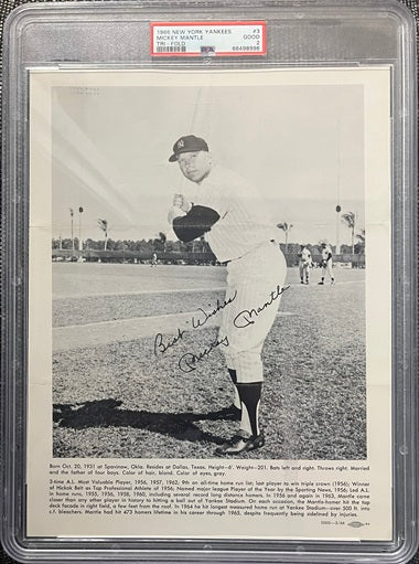 1966 Yankees Tri Fold Mickey Mantle PSA 2 GD 567603