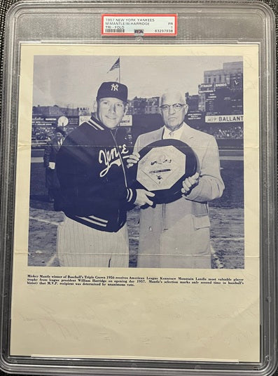 1957 Yankees Tri Fold Mickey Mantle PSA 1 PR 567604