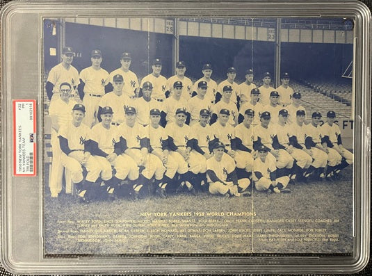 1958 Yankees Tri Fold Team Photo PSA 1 PR crack 567608