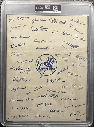 1958 Yankees Tri Fold Team Photo PSA 1 PR crack 567608