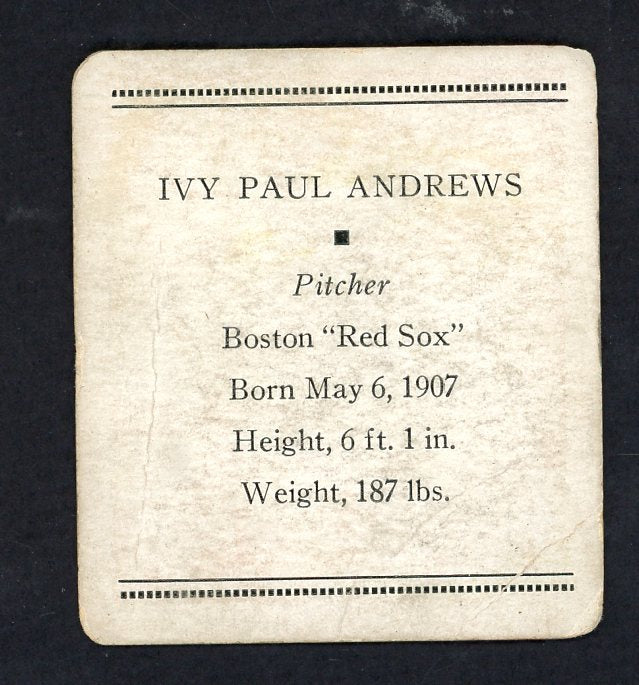 1933 Tattoo Orbit Ivy Andrews Red Sox GD (Creases) 567695