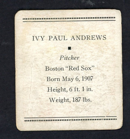 1933 Tattoo Orbit Ivy Andrews Red Sox GD (Creases) 567695