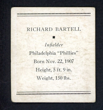 1933 Tattoo Orbit Richard Bartell Phillies VG-EX  567703