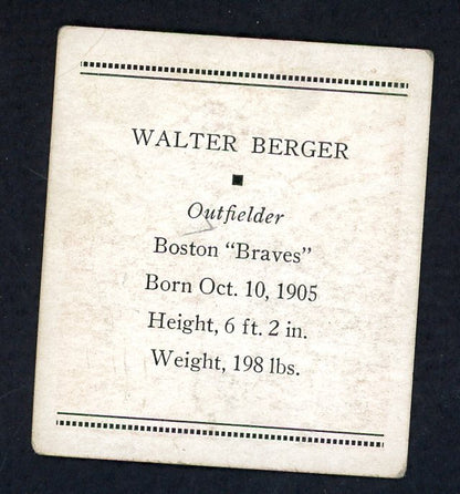 1933 Tattoo Orbit Walter Berger Braves VG-EX 567704