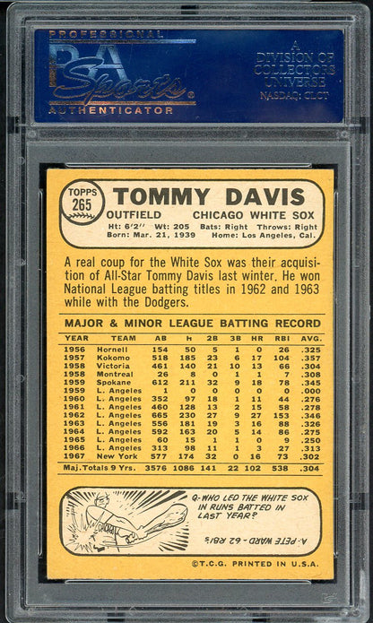 1968 Topps Baseball #265 Tommy Davis White Sox PSA 7 NM 567728