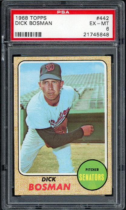 1968 Topps Baseball #442 Dick Bosman Senators PSA 6 EX-MT 567732