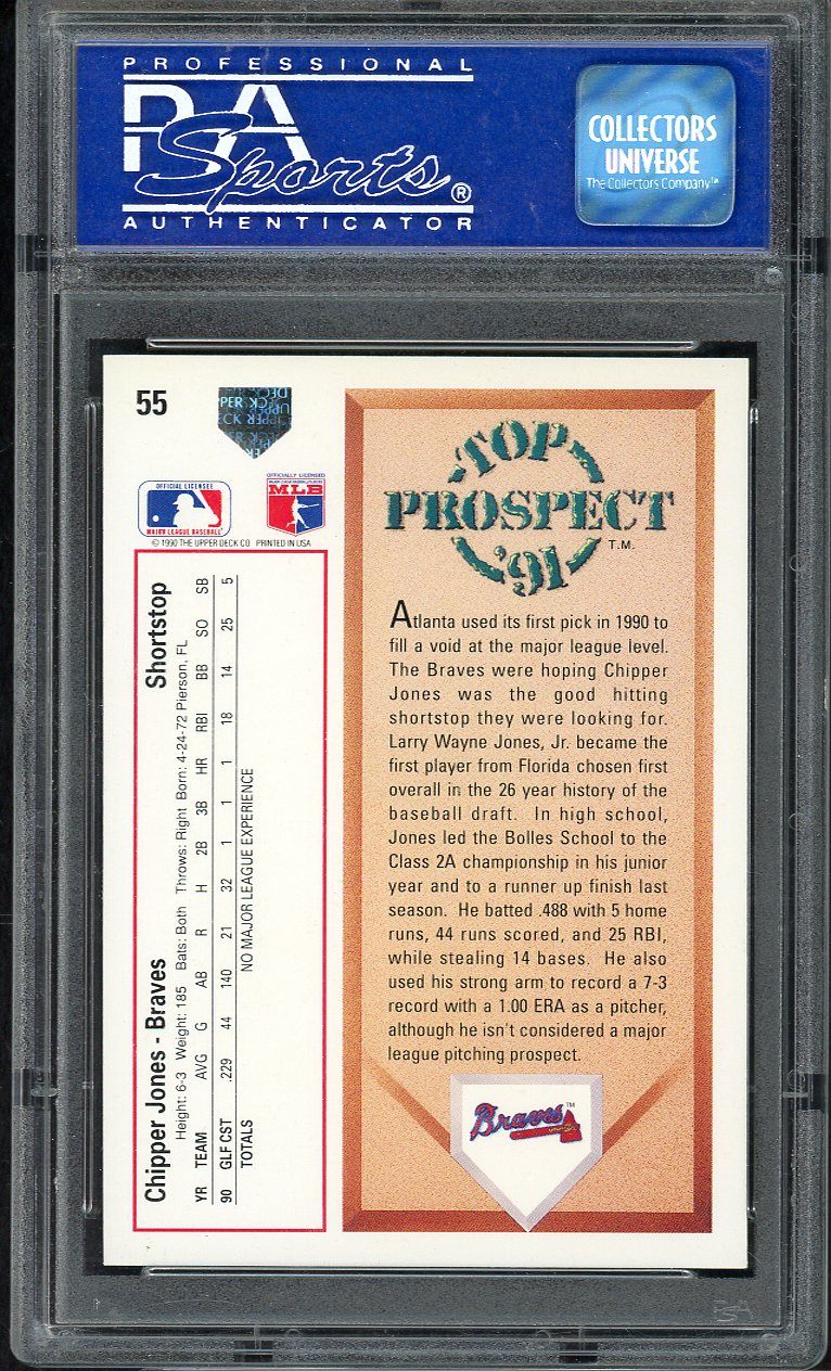 1991 Upper Deck #055 Chipper Jones Braves PSA 9 MINT 567745