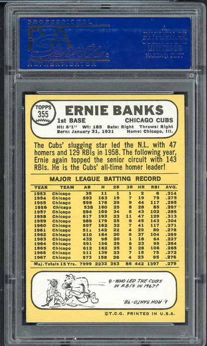 1968 Topps Baseball #355 Ernie Banks Cubs PSA 7 NM 567748