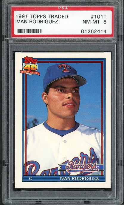 1991 Topps Traded #101T Ivan Rodriguez Rangers PSA 8 NM/MT 567750