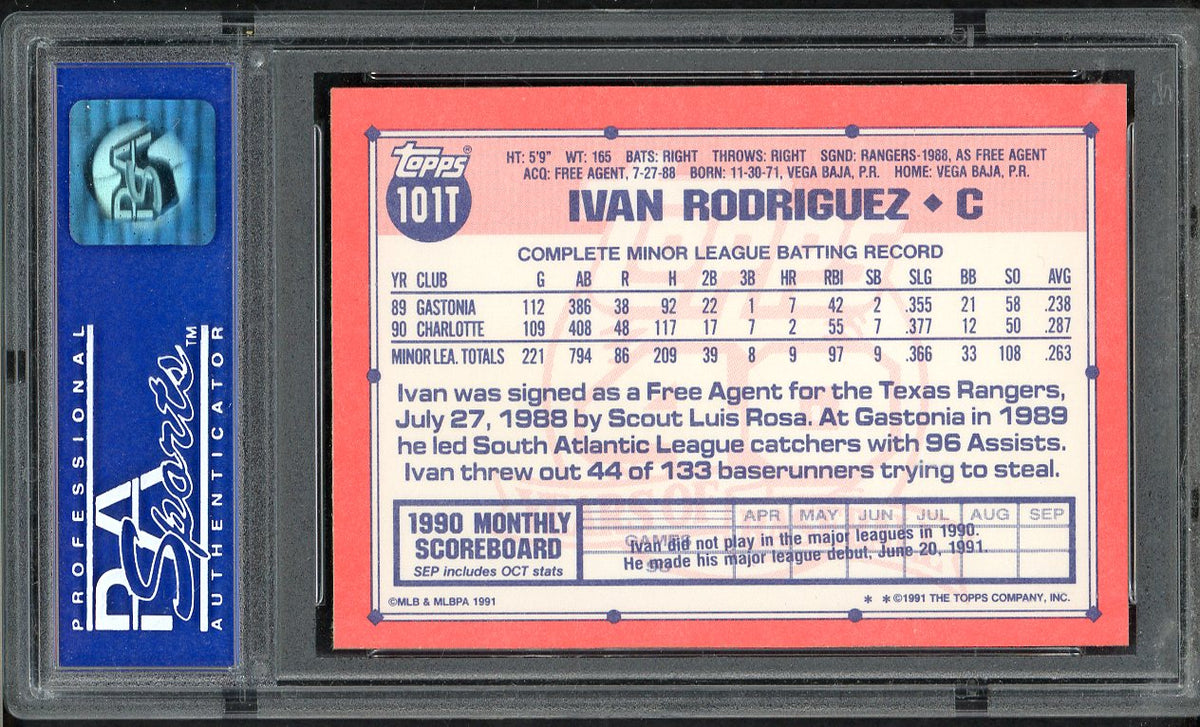 1991 Topps Traded #101T Ivan Rodriguez Rangers PSA 8 NM/MT 567750
