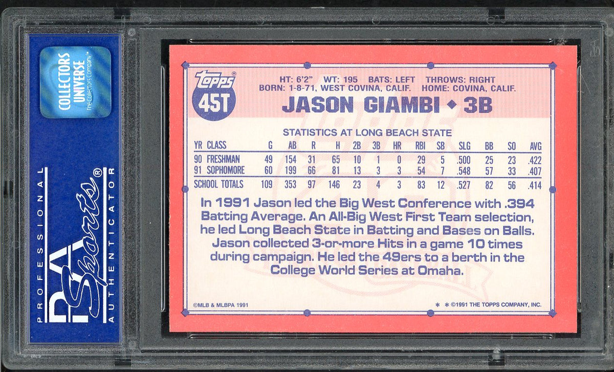 1991 Topps Traded #045T Jason Giambi Team USA PSA 9 MINT 567774