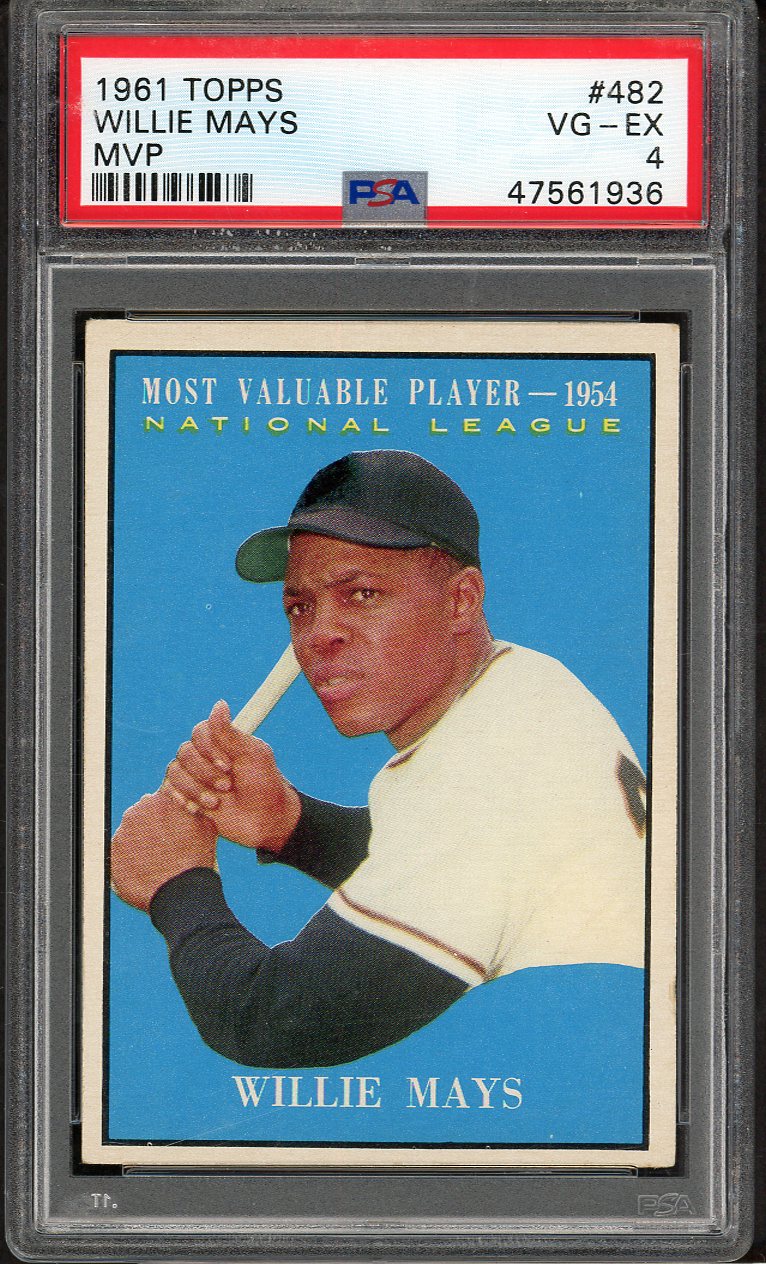 1961 Topps Baseball #482 Willie Mays MVP Giants PSA 4 VG-EX 567778