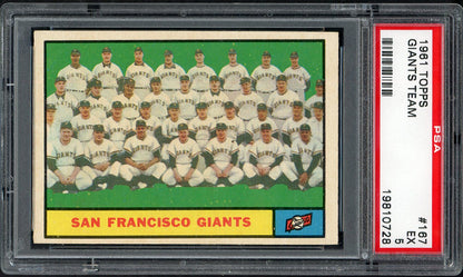 1961 Topps Baseball #167 San Francisco Giants Team PSA 5 EX 567780