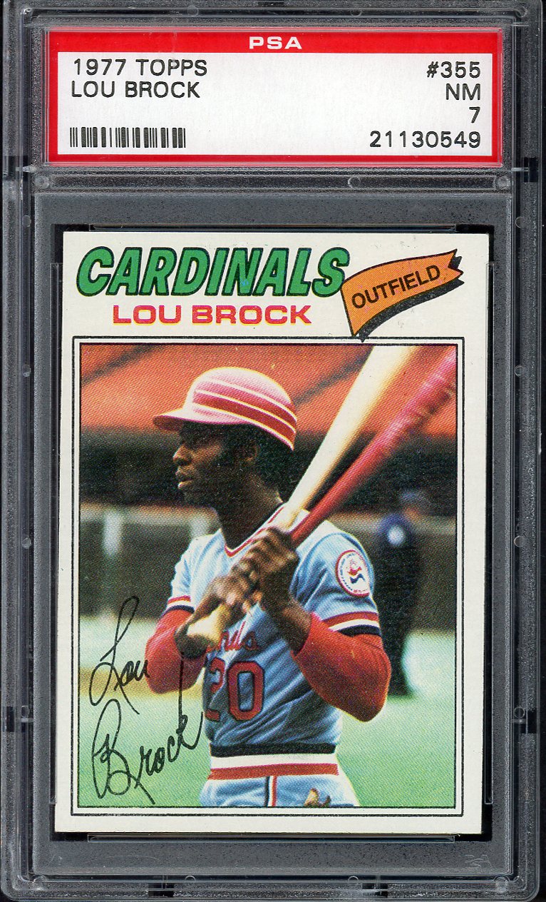 1977 Topps Baseball #355 Lou Brock Cardinals PSA 7 NM 567781
