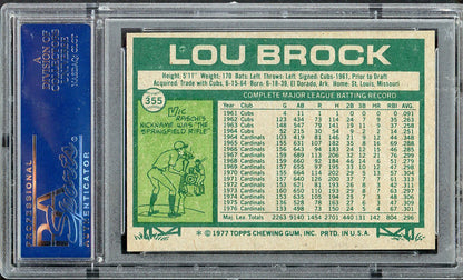 1977 Topps Baseball #355 Lou Brock Cardinals PSA 7 NM 567781