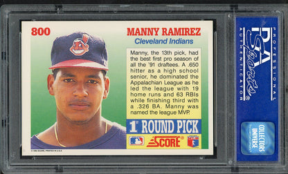 1992 Score #800 Manny Ramirez Indians PSA 9 MINT 567782