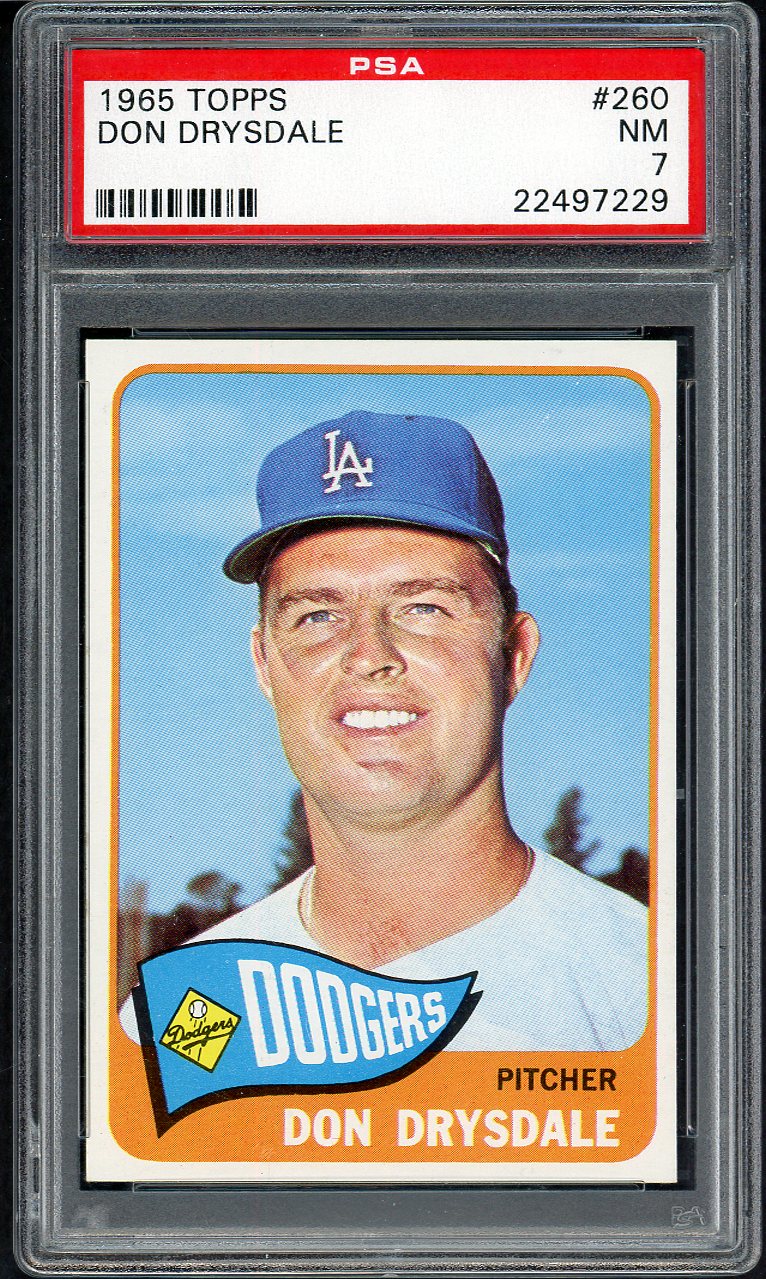 1965 Topps Baseball #260 Don Drysdale Dodgers PSA 7 NM 567784