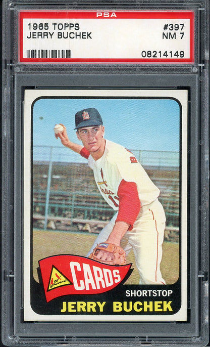 1965 Topps Baseball #397 Jerry Buchek Cardinals PSA 7 NM 567785